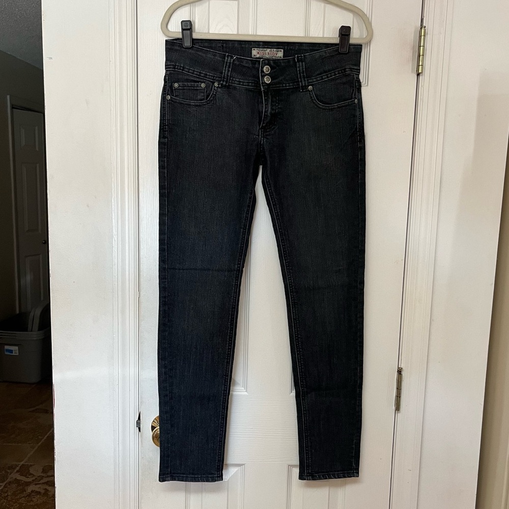 Miss Rudy Charcoal Denim Mid-Rise Skinny Jeans
